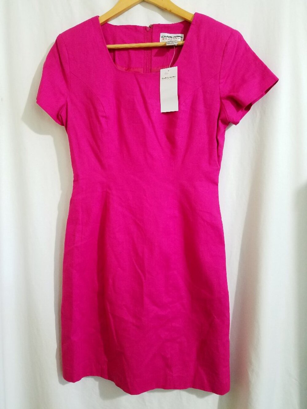 Carol Horn Bright Pink Linen Blend Sheath Dress Size 4 NWT